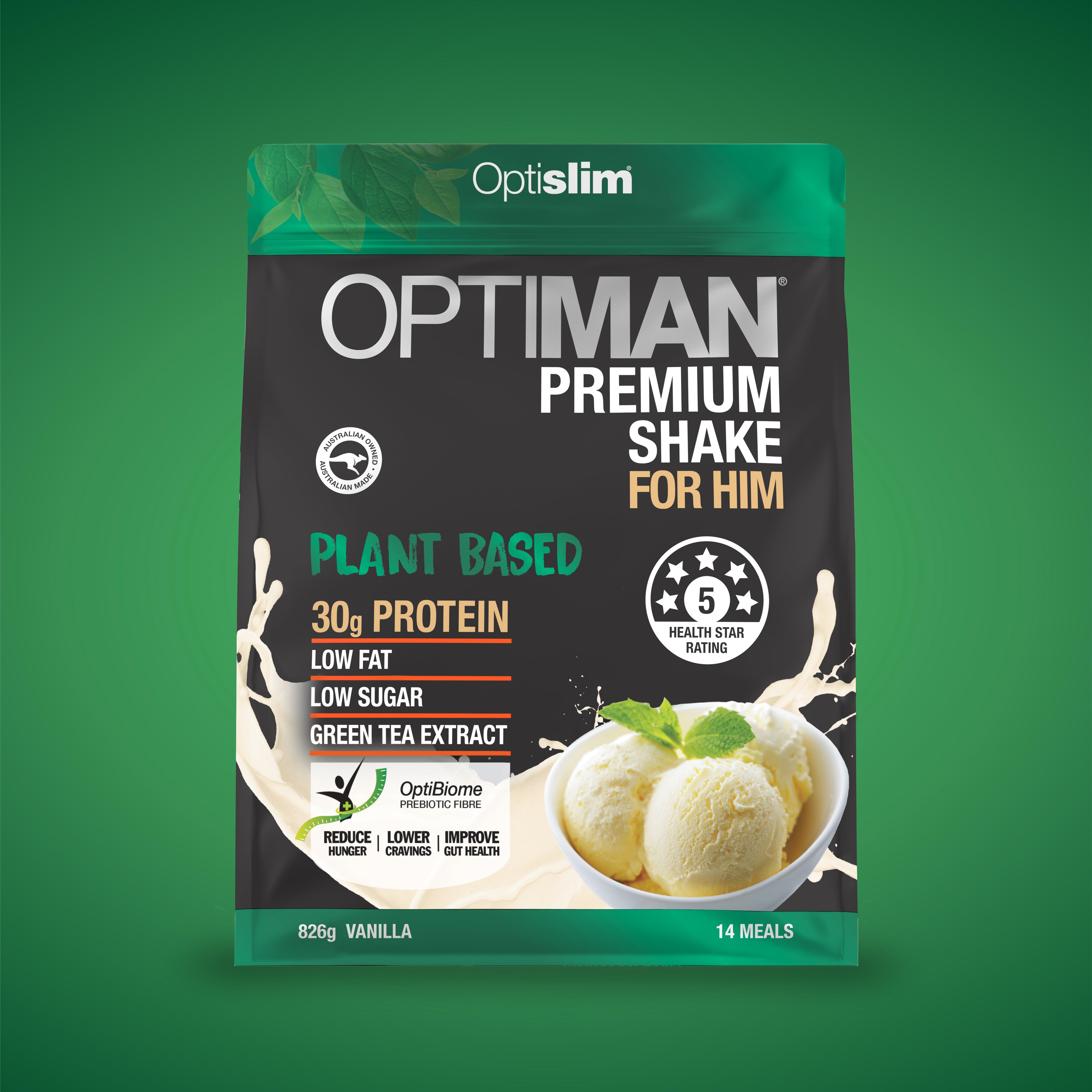 Optiman For Him Plant Based Vanilla Shake - 14 Meals