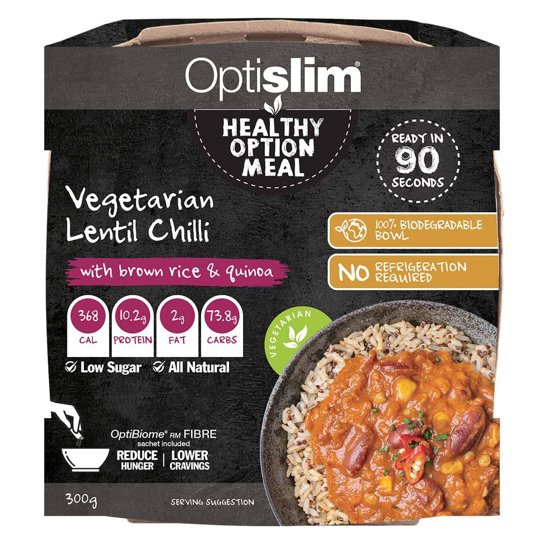 Vegetarian Lentil Chilli with Brown Rice & Quinoa - Optislim