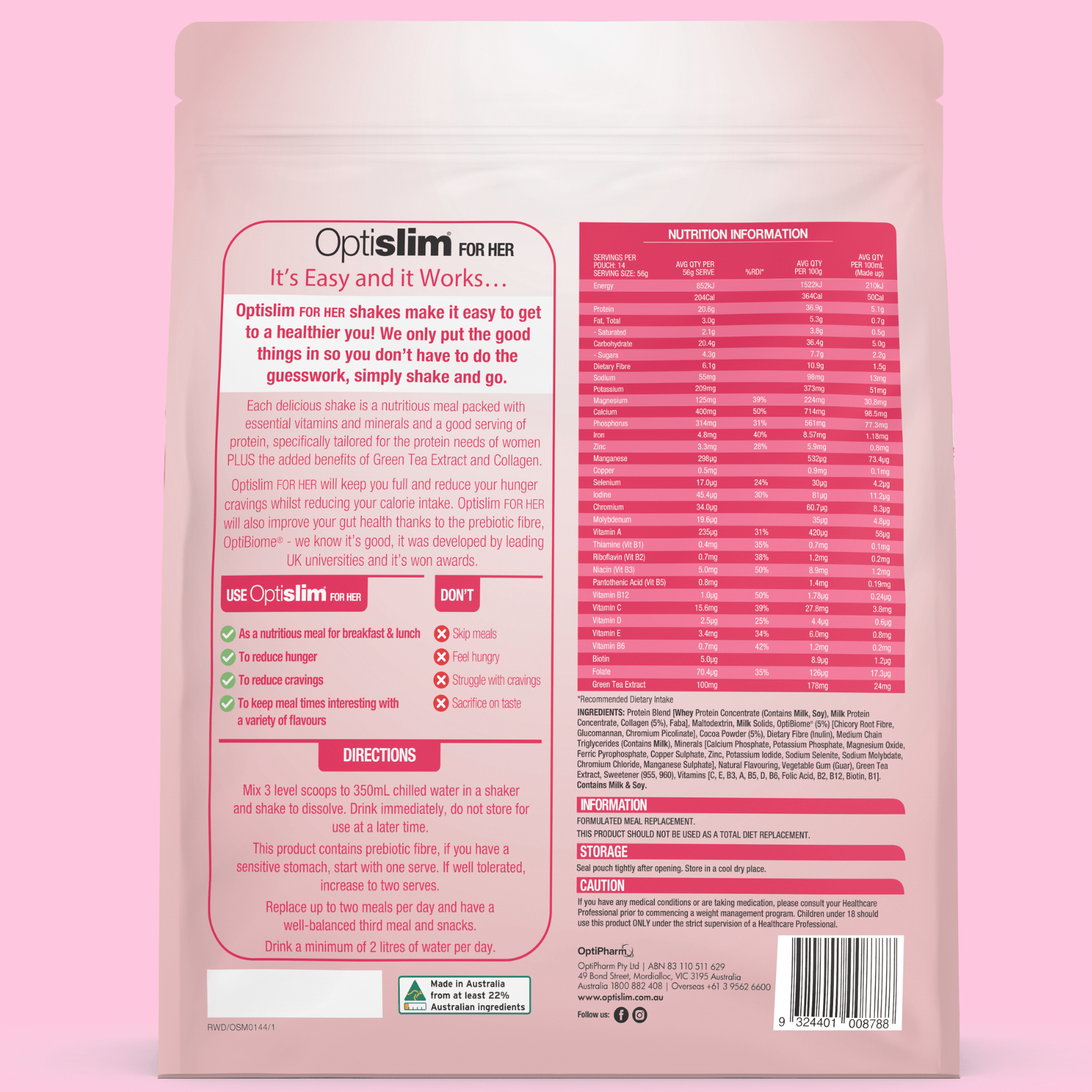 Optislim For Her - Chocolate Shake - Optislim