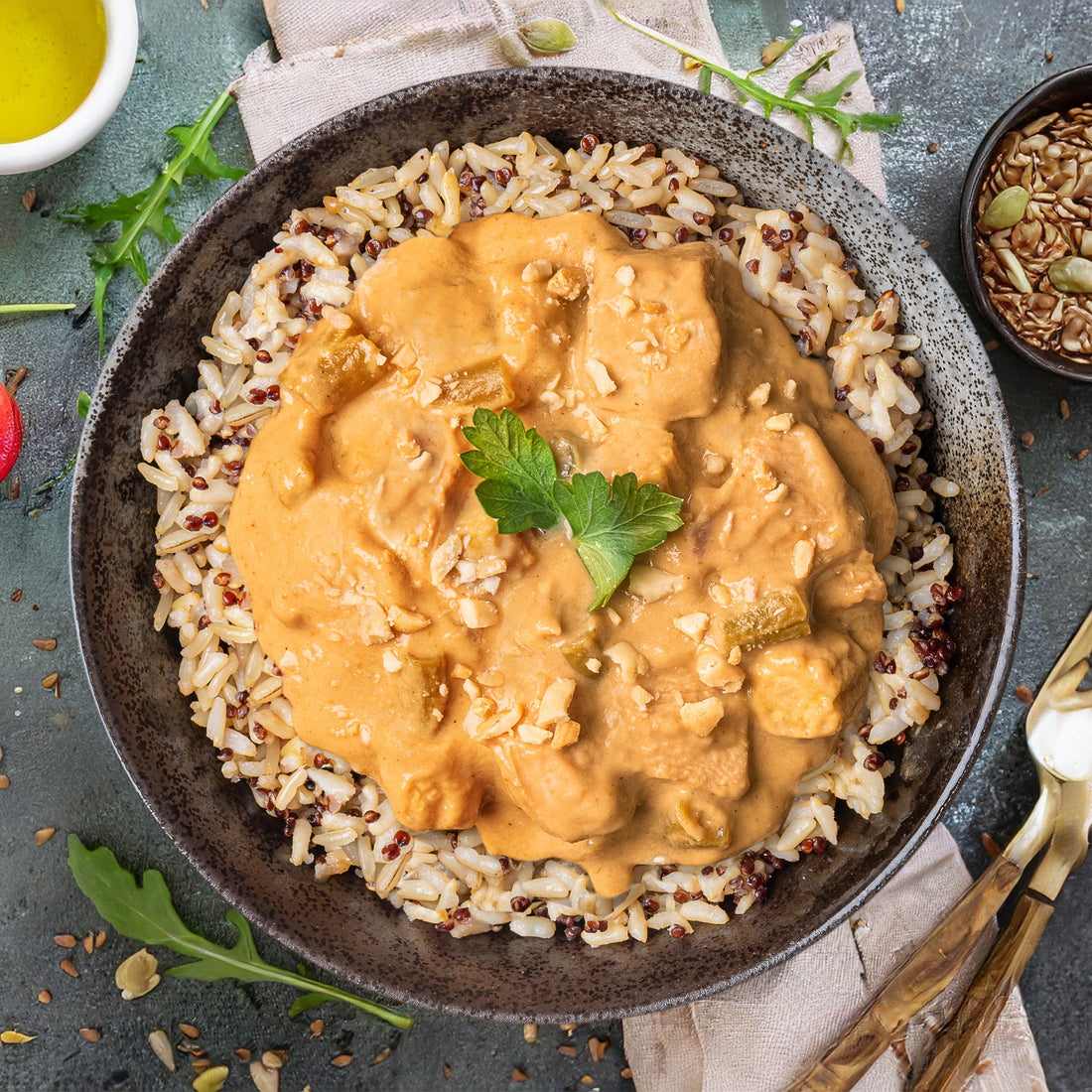 Malaysian Satay Chicken and Vegetables with Brown Rice & Quinoa (300g) - Optislim