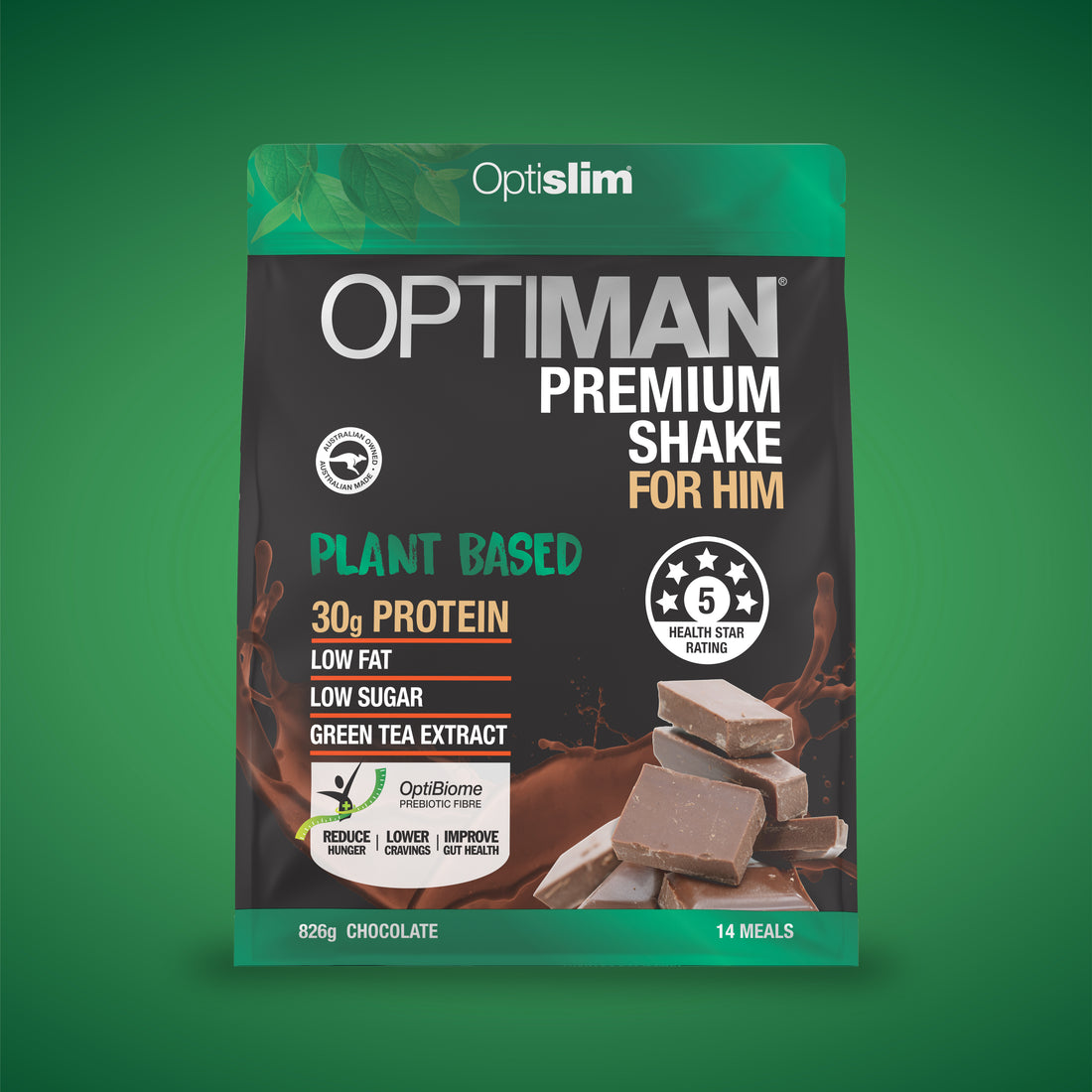 Optiman For Him Plant Based Shake Chocolate - 14 Meals