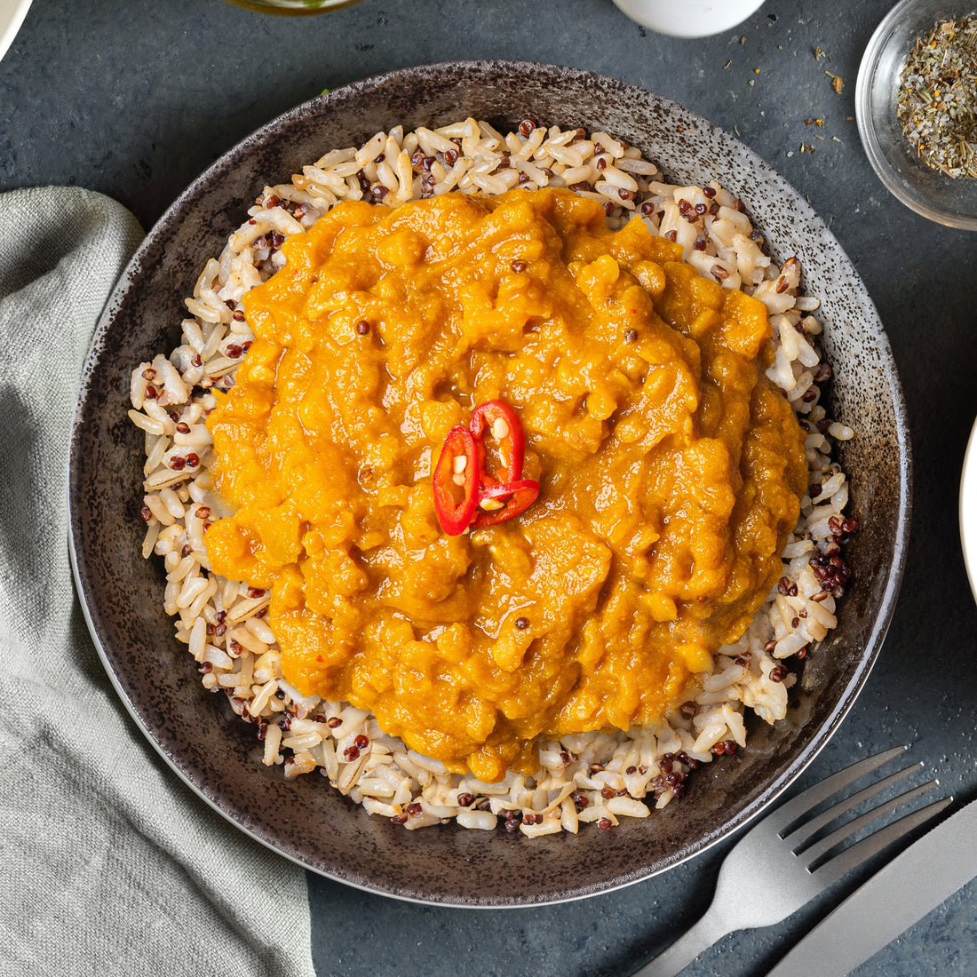 Pumpkin and Lentil Curry with Brown Rice &amp; Quinoa (300g) - Optislim