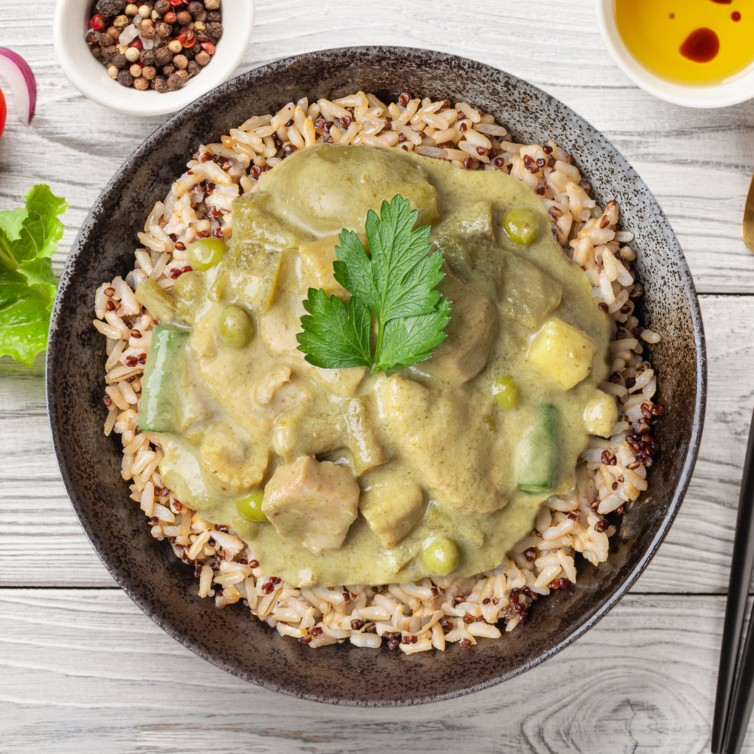 Green Thai Chicken Curry and Veg with Brown Rice & Quinoa (300g) - Optislim