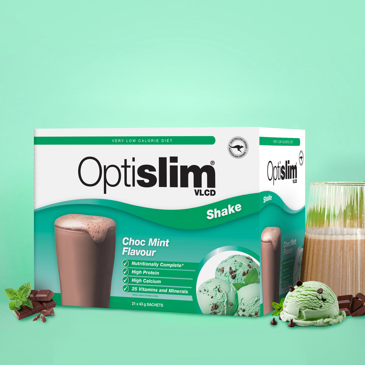 VLCD Classic Shake Choc Mint - 21 Meals | Optislim